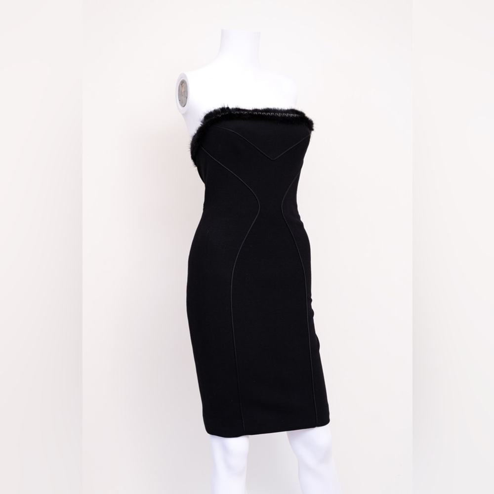 Versace Black Fur Tube Dress - Picture 3 of 6